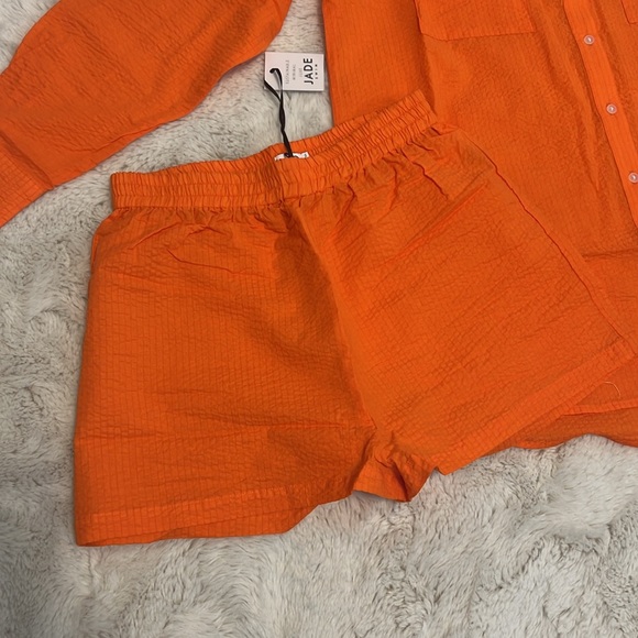 Jade Swim Mika Top + Short 2pc Beach Set in Orange Horizon Cotton - Picture 6 of 9